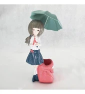 Polyester Şemsiyeli Kız Biblo Kalemlik Pembe Sepetli thumbnail 1