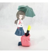 Polyester Şemsiyeli Kız Biblo Kalemlik Pembe Sepetli thumbnail 2