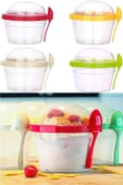4 Adet Taşınabilir 500 ml Bebek Mama Saklama Atıştırmalık Kabı Hazneli, Plastik, Sızdırmaz - 6