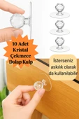 10 Adet Şeffaf Kristal Kapı Kolları Dolap Çekmece Klozet Kapağı Için Kendinden Yapışkanlı Kanca Askı - 1