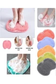 Pembe Renk Vantuzlu Silikon Peeling Sırt Ayak Masaj Matı Duvara Monte Banyo Fırçası Ayak Yıkama Pedi - 1