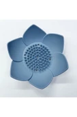 Silikon Lotus Şekilli Katı Sabun ve Sünger Tutacağı Hijyenik Şık Dekoratif Kaymaz Banyo Aksesuarı - 4