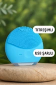 Titreşimli Silikon Sonik Yüz Temizleme Fırçası USB Şarjlı Su Geçirmez Masaj Cilt Bakım Aleti - 5