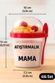 4 Adet Taşınabilir 500 ml Bebek Mama Saklama Atıştırmalık Kabı Hazneli, Plastik, Sızdırmaz - 5