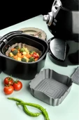 Hijyenik ve Tekrar Kullanılabilir Silikon Air Fryer Yemek Kabı - Mutfakta Pratik Çözüm Kare Model - 4