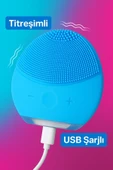 Titreşimli Silikon Sonik Yüz Temizleme Fırçası USB Şarjlı Su Geçirmez Masaj Cilt Bakım Aleti - 2