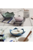 Silikon Lotus Şekilli Katı Sabun ve Sünger Tutacağı Hijyenik Şık Dekoratif Kaymaz Banyo Aksesuarı - 3