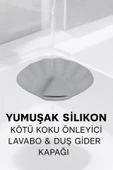 Gri Deniz Kabuğu Şeklinde Silikon Kötü Koku Önleyici Mat Saç Toplayıcı Banyo Mutfak Süzgeç Tıkacı - 7