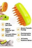 Evcil Hayvanlar İçin Buhar Püskürtmeli Tüy Temizleme Tarağı USB Şarjlı Masaj Etkili Kedi Köpek Tarak - 6