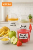 4 Adet Taşınabilir 500 ml Bebek Mama Saklama Atıştırmalık Kabı Hazneli, Plastik, Sızdırmaz - 1