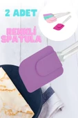 2 Adet Isıya Dayanıklı Plastik Saplı Silikon Uçlu Spatula Tavaya Yapışmaz Krep Omlet Karıştırıcı - 2