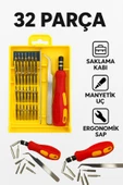32 Parça Mini Tornavida Seti Manyetik Uçlu Kompakt Tamir Kiti Telefon Saat Gözlük PC Tablet Tamiri - 1