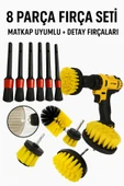 Matkap Ucuna Takılan 3'lü Araba Jant Temizlik Fırçası & 5 Adet 5 Boy Detaylı Oto Temizlik Fırçası - 1