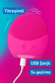 Titreşimli Silikon Sonik Yüz Temizleme Fırçası USB Şarjlı Su Geçirmez Masaj Cilt Bakım Aleti - 4
