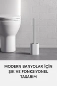 3 Adet Wc Klozet Tuvalet Temizleme Fırçası Esnek Yumuşak Silikon Fırça Duvara Sabitleyici Tutucu Set - 8