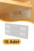 16 Adet Yapışkanlı Raf Sabitleyici Aparat | Delmeden Takılan Raf Ayağı - Kiracılara Uygun Pratik - 1