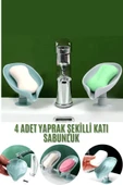 4 Adet Yaprak Şekilli Uzun Ömürlü Sabun Kullanımı Için Vantuzlu Su Giderli Drenaj Katı Sabunluk - 3