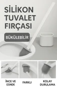 3 Adet Wc Klozet Tuvalet Temizleme Fırçası Esnek Yumuşak Silikon Fırça Duvara Sabitleyici Tutucu Set - 3