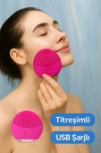Titreşimli Silikon Sonik Yüz Temizleme Fırçası USB Şarjlı Su Geçirmez Masaj Cilt Bakım Aleti - 1
