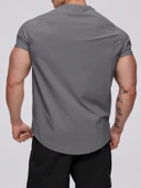 Erkek Spor Tişört Running Sports Gym Reglan Oval Kesim Penye T-shirt OVALT-SHİRT - 12