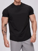 Erkek Spor Tişört Running Sports Gym Reglan Oval Kesim Penye T-shirt OVALT-SHİRT - 4