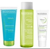 Bioderma Sebium Akne Bakım Set | Krem - Tonik - Temizleme Jel Orjinal Boy - 1
