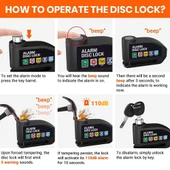 110dB Bisiklet Alarmı Disk Fren Kilidi - Siyah Kablo ile - 7