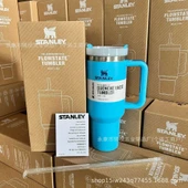 Paslanmaz Çelik Pipetli Kupa 1200ml - Mavi - 1