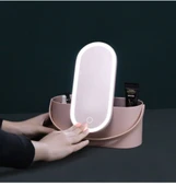 LED Işıklı Makyaj Aynası - Pembe - Ayarlanabilir Açı - Dokunmatik Kontrol - 7