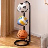 İç Mekan Çocuklar için Basketbol Futbol Voleybol Depolama Rafı - Siyah 3 Katlı - 1