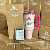 Paslanmaz Çelik Pipetli Kupa 1200ml - Pembe - 1