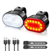 USB Şarjlı Bisiklet Ön ve Arka LED Işık Seti - 1
