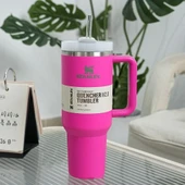 Paslanmaz Çelik Pipetli Kupa 1200ml - Mavi - 8