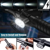 USB Şarjlı Bisiklet Ön LED Işığı - Sadece Beyaz - 5