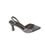 YAZKIŞ Kadın Gümüş Saten Bordo Rugan Üstü Toklaı Burnu Sivri 7cm İnce Topuklu  Stiletto Ayakkabı - 5