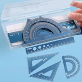 4 in 1 Alüminyum Alaşımlı Cetvel Seti - Altın thumbnail 3