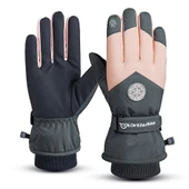Unisex Kış Snowboard Kayak Eldiveni - Pembe - M - 1