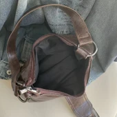 Retro Küçük Deri Omuz Çantası - Kahverengi - 29 cm - 6