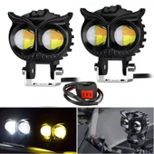 Motosiklet LED Far Sis Işığı - Baykuş Tasarımı - 1 Adet Beyaz Sarı - 2