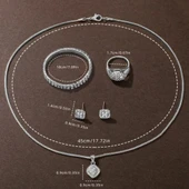 Kadın Lüks Rhinestone Kuvars Saat ve Takı Seti - Gümüş - 45cm thumbnail 7