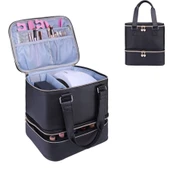 Çift Katmanlı Oje Organizer Çantası - Pembe El Çantası - 8