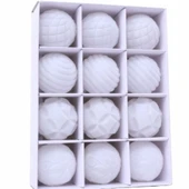 Gri Flocklu Noel Topu Süs - 6cm - 12 Adet - 5