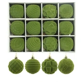 Gri Flocklu Noel Topu Süs - 6cm - 12 Adet - 7