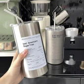 Paslanmaz Çelik Vakumlu Soğuk Kahve Kupası - Siyah - 600ml - 12