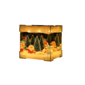 Noel Temalı USB Küp Gece Lambası - LED Işık - Hediye - 5