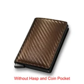 Karbon Fiber İnce Alüminyum RFID Cüzdan - Karbon Bronz - 1