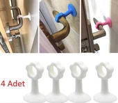 CM-072 Vantuzlu Geçmeli Kapı Kolu Stoper 4lü Set Beyaz thumbnail 1