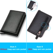 Karbon Fiber İnce Alüminyum RFID Cüzdan - Mavi - 6
