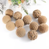 Siyah Flocklu Noel Topu Süs - 6cm - 12 Adet - 4