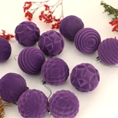 Haki Flocklu Noel Topu Süs - 6cm - 12 Adet - 3